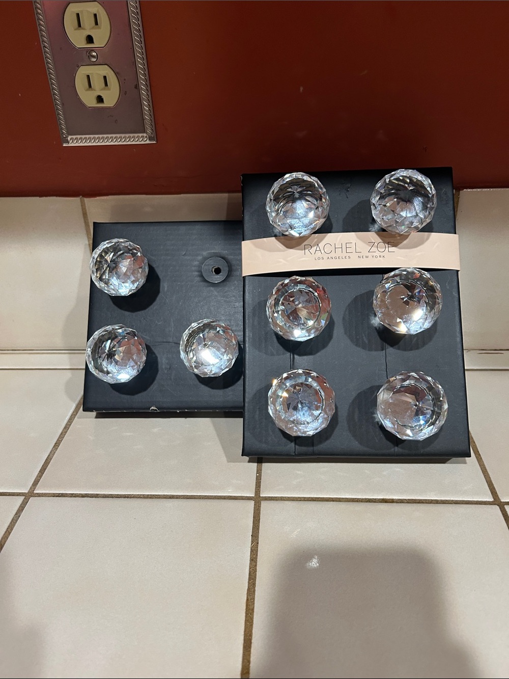 Rachel Zoe Clear Crystal Faceted Cabinet Knobs - Set of 9